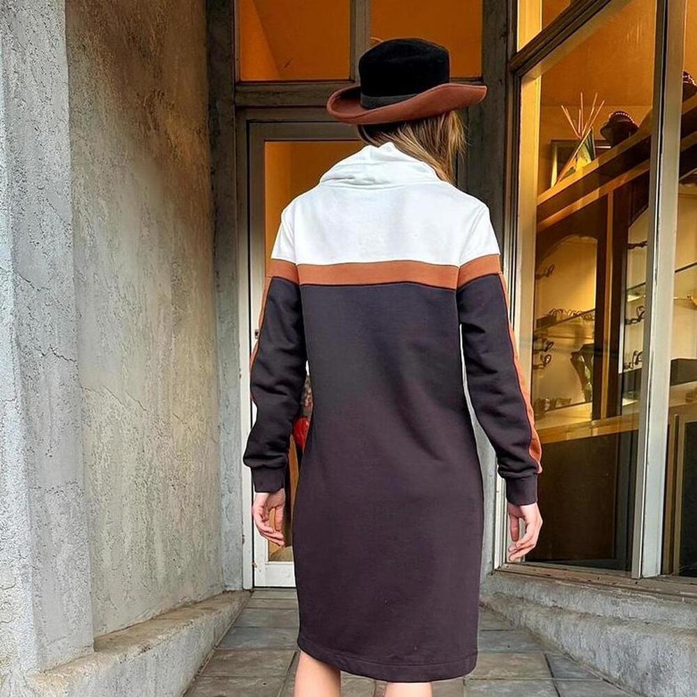 Dolcezza Colorblock Cowl Neck Sweatshirt Dress Medium - Picture 3 of 6